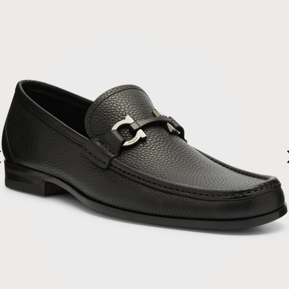 Ferragamo grandioso calf gancini loafer black
